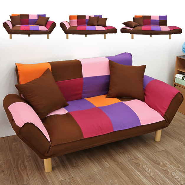 簡約風寇茲大尺寸拼布雙人沙發床椅