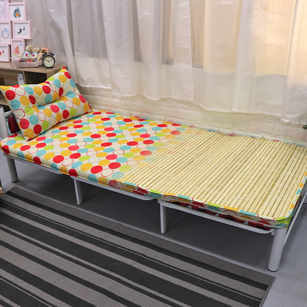可愛圓點竹面單人透氣床墊-贈同色記憶枕