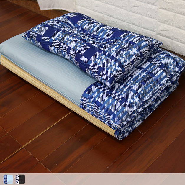 玩色幾何竹面單人透氣床墊-贈同色記憶枕