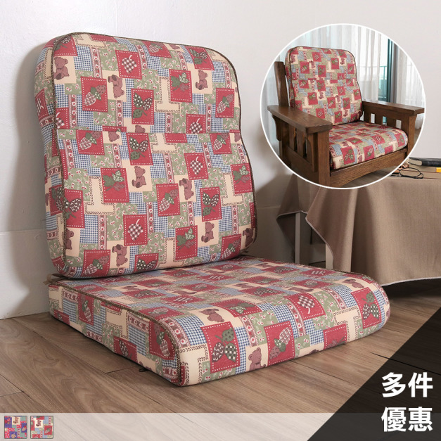 鄉村風小熊L型沙發實木椅墊