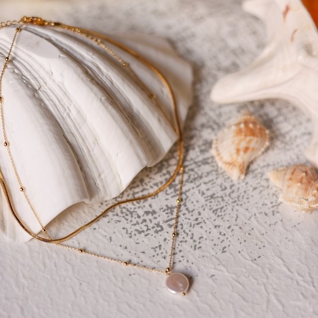 J5- Pearl Veil 珍珠雙層次鎖骨項鍊