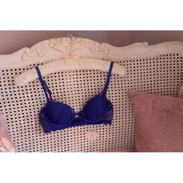 B12- Paris網眼蕾絲輕盈澎澎款內衣 (沁藍/ 裸粉/ 黑色) - 32B, 32C