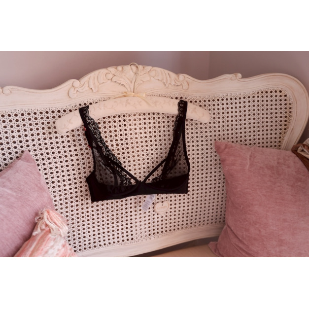 B17- Paris 午夜黑法式透膚全罩式無鋼圈內衣 -32B