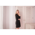 S13-US松露黑柔棉削肩睡衣裙＋法式睡袍兩件式組合- S 組合_13