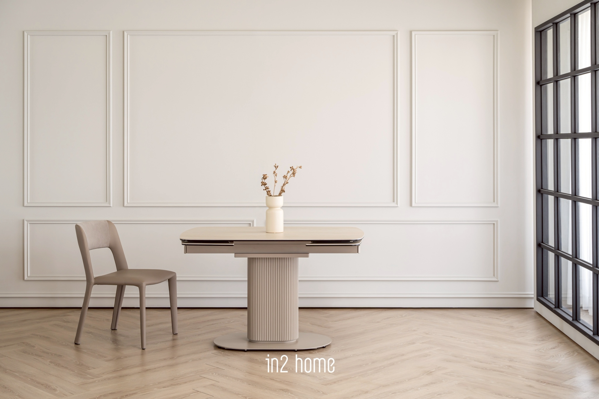 奶油伸縮餐桌－長