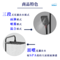 頂噴花灑沐浴龍頭 IB-ST845B-MB 啞黑色_4