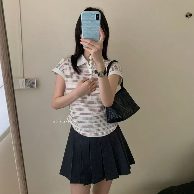 條紋拉鍊POLO上衣