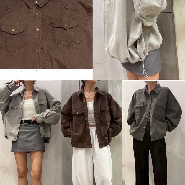 高磅數牛仔下抽繩外套