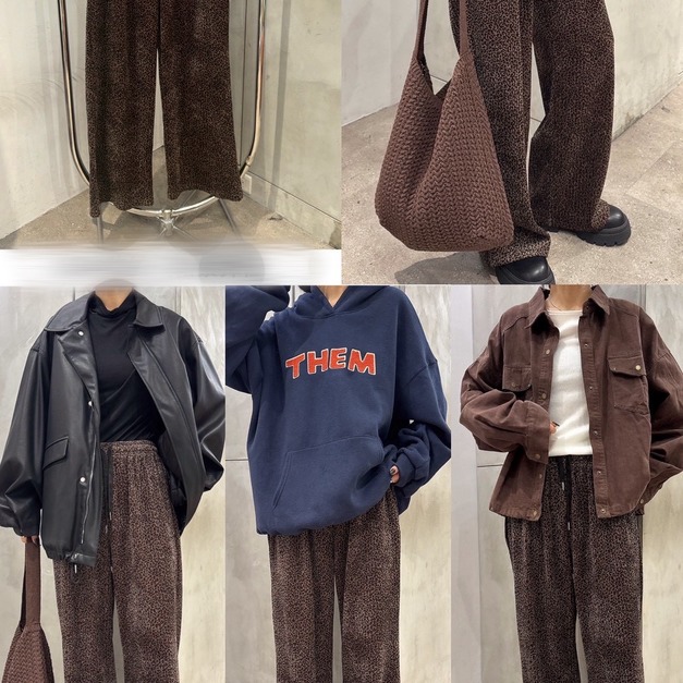 毛毛低調豹紋寬褲