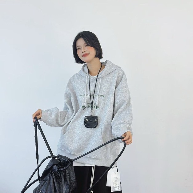 撞色英文內刷絨帽Ｔ