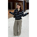 厚磅條紋連帽針織上衣_10