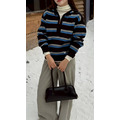 厚磅條紋連帽針織上衣_8