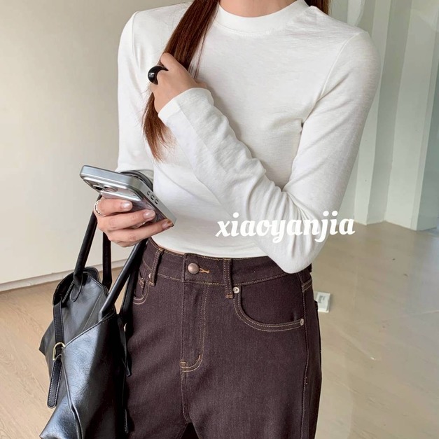 羊絨竹節棉圓領短Ｔ