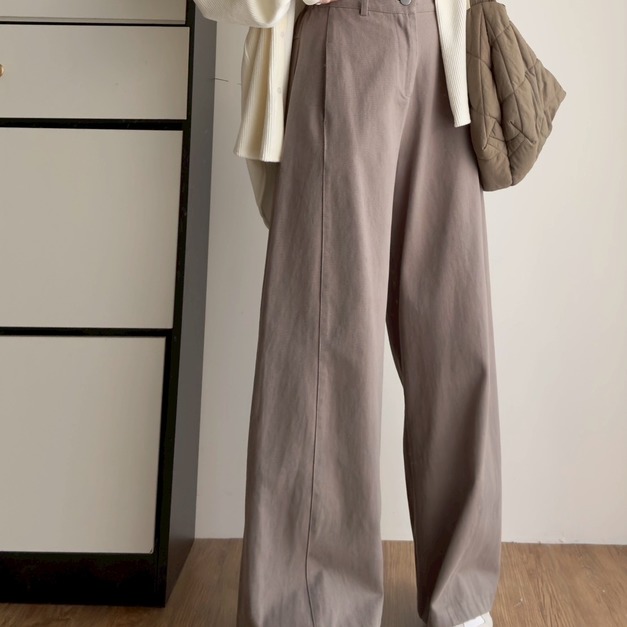 挺布斜紋後鬆緊長褲