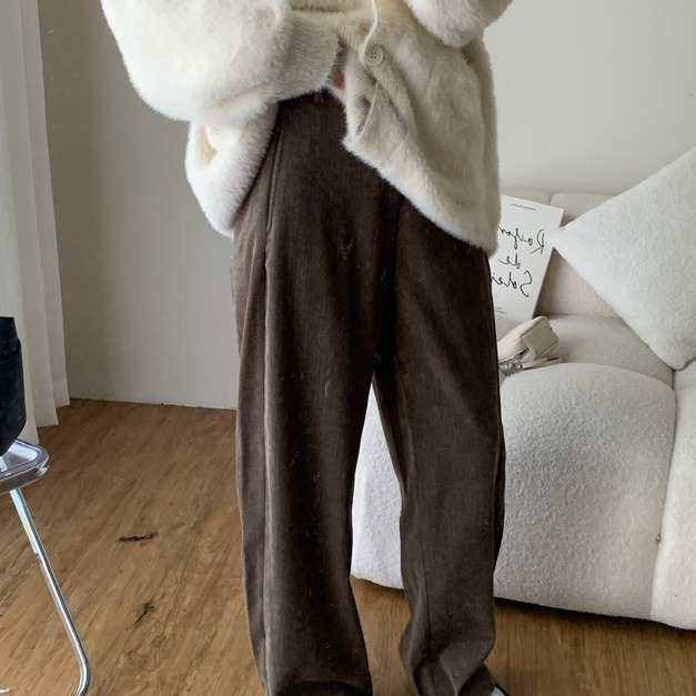 復古磨毛直筒褲