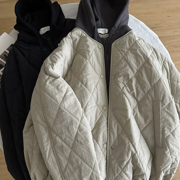 假2件造型鋪棉連帽外套