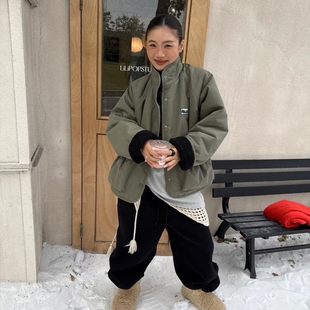 兩面可穿羊羔毛口袋外套