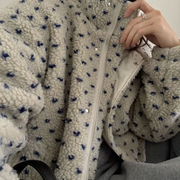 正韓好暖點點羊羔毛外套