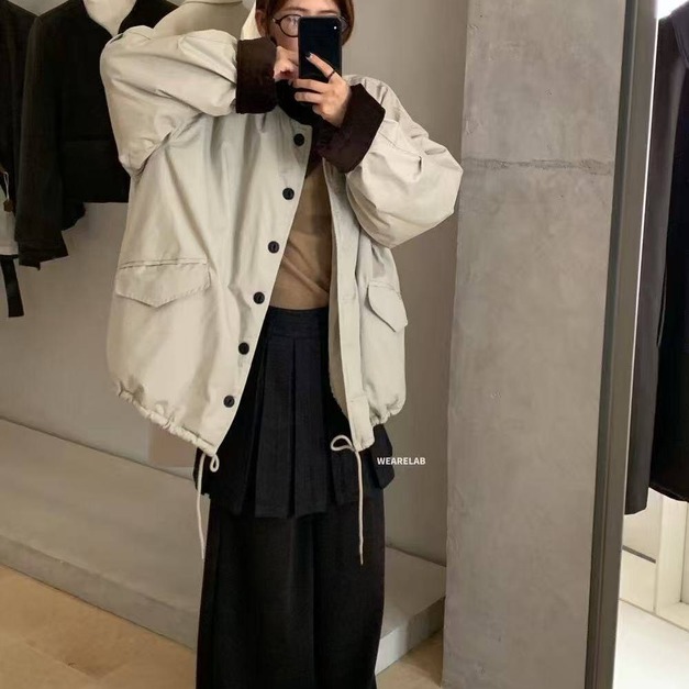 撞領燈芯絨內刷毛外套