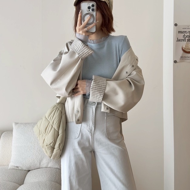 木耳邊透膚上衣