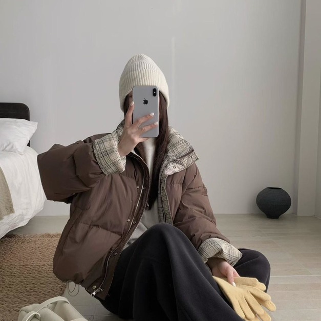 CP值超高的格紋羽絨外套