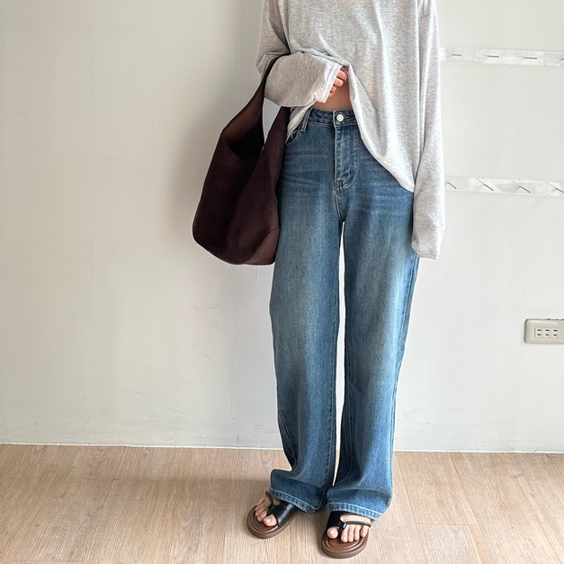 超級推 慵懶直筒牛仔褲