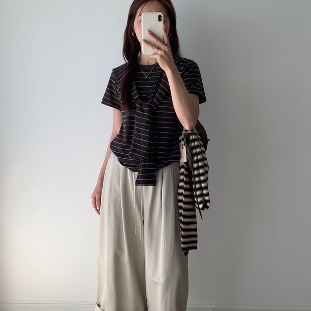 披肩兩件式條紋T