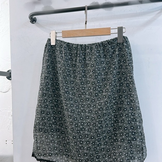 復古小花下擺小花邊半裙