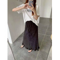 下擺荷葉條紋裙_6