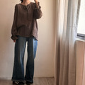 日系綁帶微透上衣