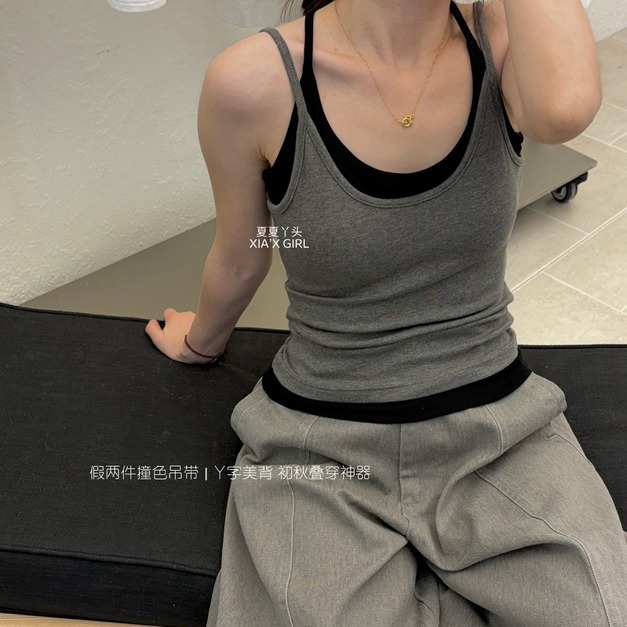 疊色美背bra top