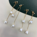 垂墜式雙珍珠耳環