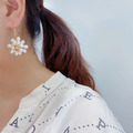 雪花垂吊式珍珠耳環_1