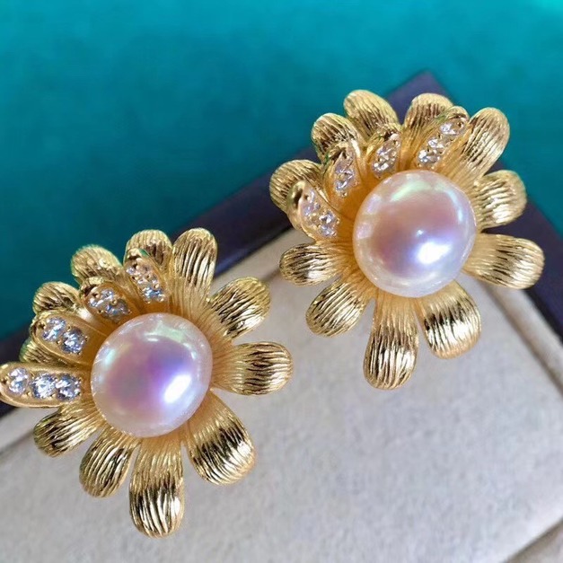 閃耀的向日葵珍珠耳環