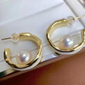 彎月珍珠耳環_1