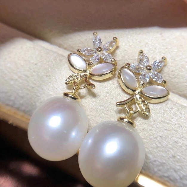 盛開小花珍珠耳環