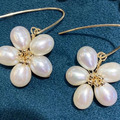 五瓣掛式珍珠耳環_2
