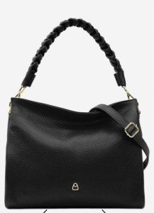 克萊莉亞 肩(側)背小牛皮包-黑色
