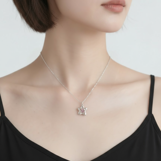 粉色星星小甜美項鍊／頸鏈