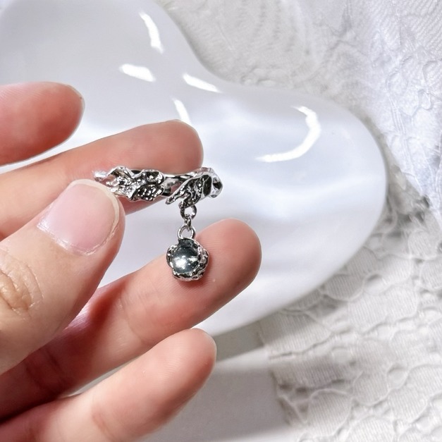 不規則個性水晶吊墜戒指