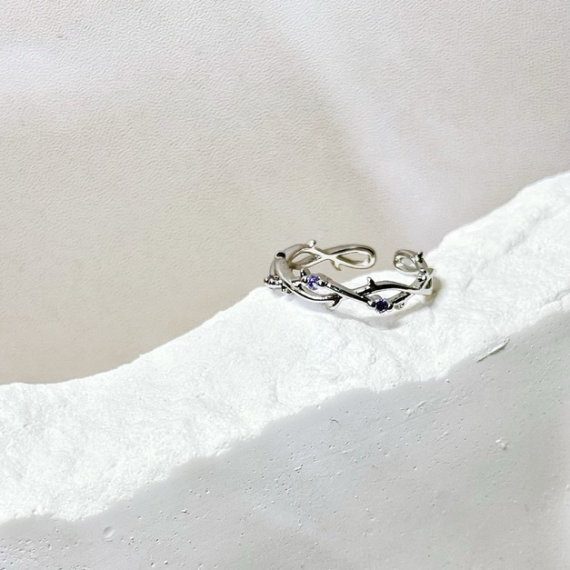 法式鋯石交叉荊棘感戒指