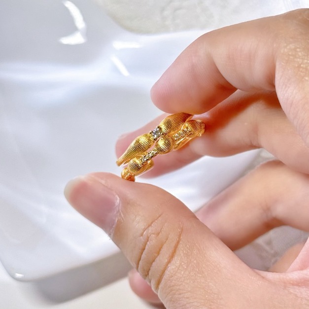 歐式復古金色雙層開口戒指