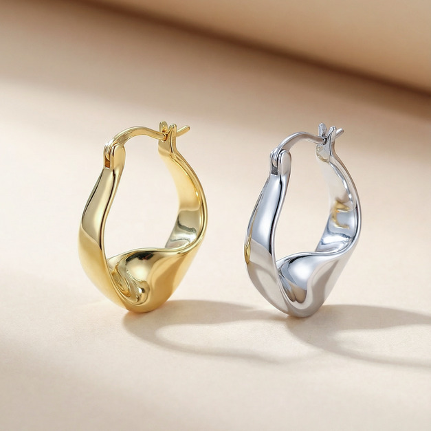 925銀針法式復古幾何扭曲感耳環