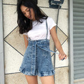 春夏新款顯瘦牛仔吊帶短褲套裝_2