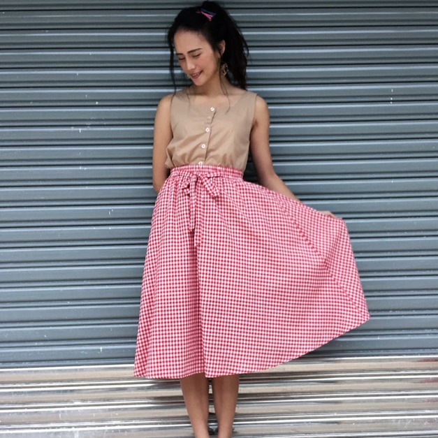 小軟妹格子套裝組（紅）