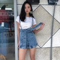 春夏新款顯瘦牛仔吊帶短褲套裝