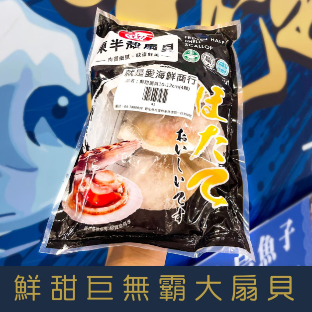 【就是愛海鮮】野生巨無霸大扇貝10-12cm*4顆/包 焗烤/烤肉/火鍋 都超方便 [量大可配合批發/團購]