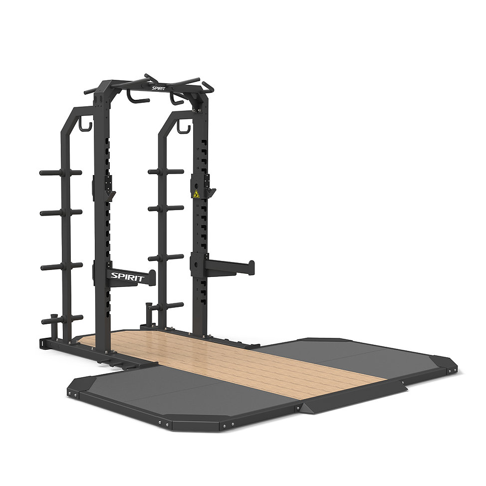 [商用]  SPIRIT 商用重訓 自由重量 SP-4202P 半框式 深蹲架 附 舉重台 硬舉台  Half Rack with Platform