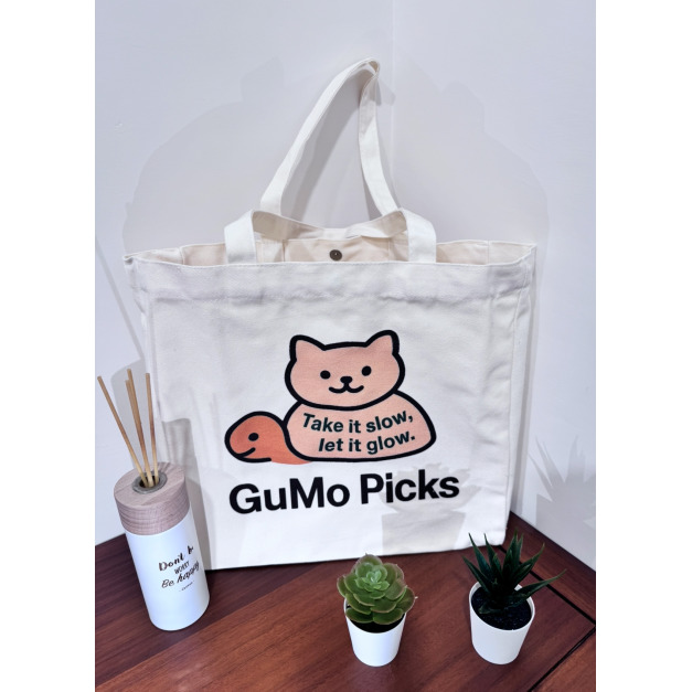 GuMo 龜貓｜ LoGo印花手提帆布袋