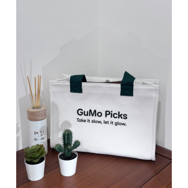 GuMo 龜貓｜皮革提把文青帆布包